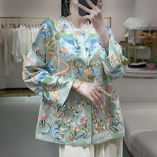 KDS-2524中国风刺绣醋酸外套高档女装2024年春秋款宽松大码唐装长袖上衣 商品图2
