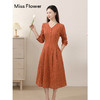 桔色显瘦长裙新款女装早秋日落裙气质裙子棉绸连衣裙 商品缩略图0