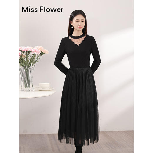 针织小黑裙新款女装早秋黑色打底连衣裙显瘦连身裙秋 商品图3