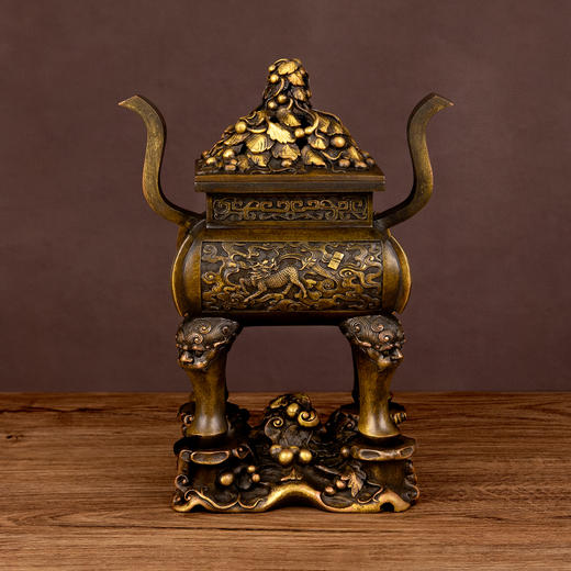 吉祥古法香炉 朝冠耳麒麟诵经熏炉 商品图1