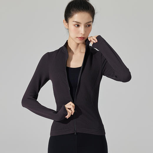 Leorrey/乐拉超柔弹修身户外休闲显瘦立领双拉链秋冬瑜伽运动外套 商品图1