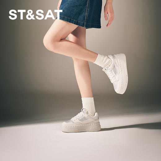 星期六经典拼色闪钻厚底增高板鞋SSC3112337 商品图4