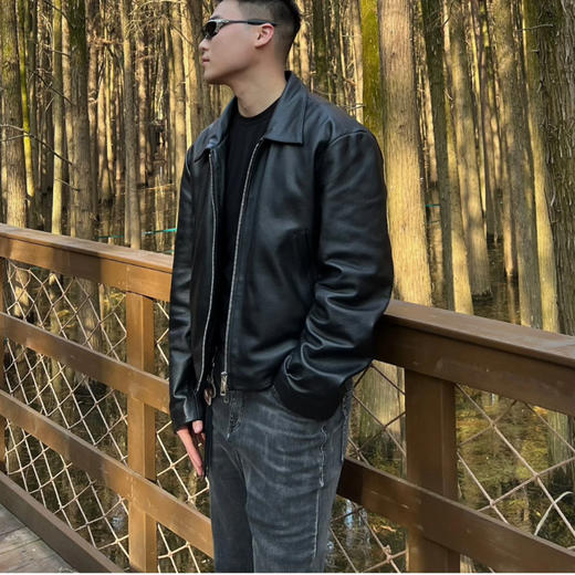 1月28号库存已做清仓捡漏。Xxxxl推荐170到200斤。之前卖750！穿十年没问题的皮衣！！一线渠道工厂代工  改良款男士飞行夹克真皮皮衣进口牛皮皮衣 商品图1