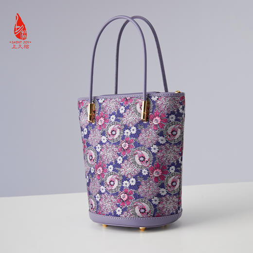 SAINTJOY/上久楷  宋锦拎包 孔雀羽团花锦 手拎包 BWS24A0105-E（不含礼盒包装） 商品图6