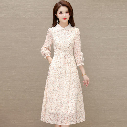 时尚气质，印花娃娃领连衣裙QYM-HL-24A6606-Y 商品图1