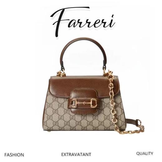 G家 Horsebit 帆布拼皮革 单肩包斜跨手提包 商品图0