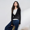 西遇修身设计感长袖T恤女早春新款百搭黑色显瘦假两件上衣M0043158 商品缩略图2