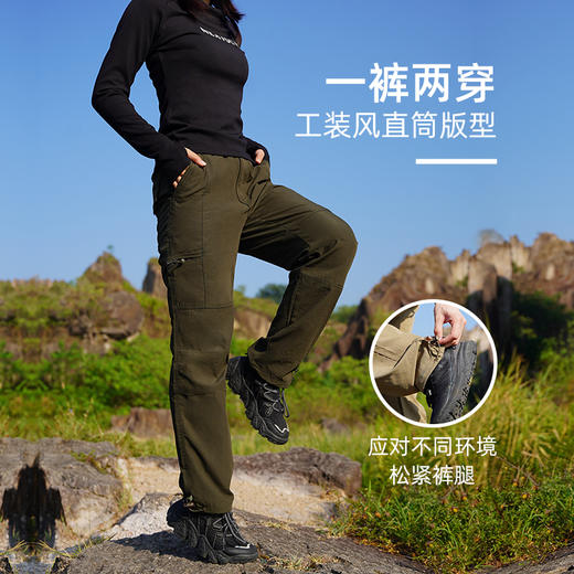 纳趣户外男女款加绒工装速干裤秋冬保暖多袋情侣软壳裤 商品图3