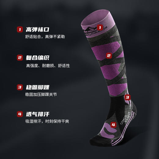 冬季新款运动滑雪袜男女加厚保暖长筒袜小腿袜户外速干高筒压缩袜 商品图3