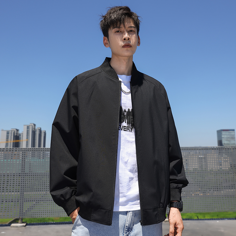 半身缘男装 秋季棒球领宽松简约百搭棒球服夹克2406