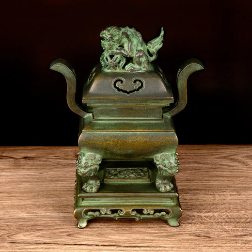 吉祥古法香炉 带座朝冠耳长方熏炉 商品图6