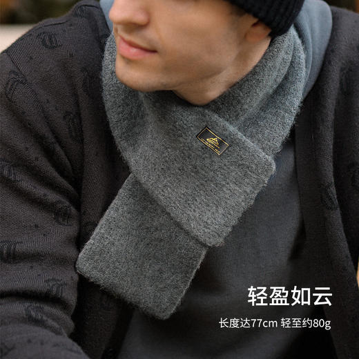 日系复古仿马海毛短款针织围巾 纯色男士冬季防寒保暖毛绒围脖 商品图0