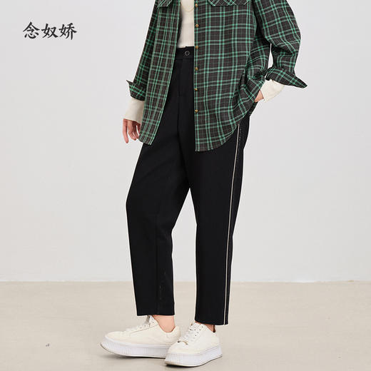 【商场同款】CNT4980 “漫步运动裤”  上松下紧设计修饰大腿显瘦舒适 侧缝白色牙边运动裤 好穿搭黑色休闲裤 商品图10