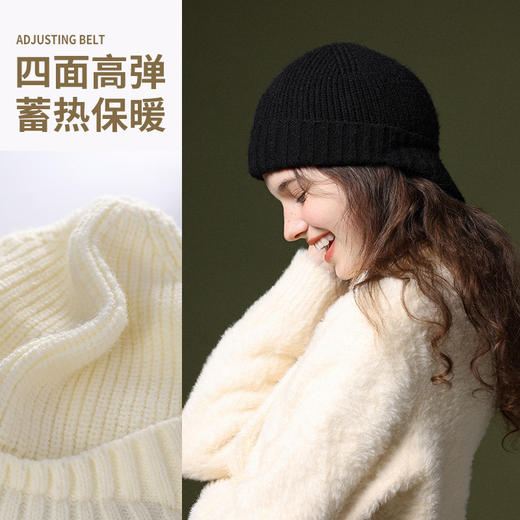 秋冬季新款针织帽子毛线短檐鸭舌帽女南极绒百搭保暖防风抗寒护耳 商品图3