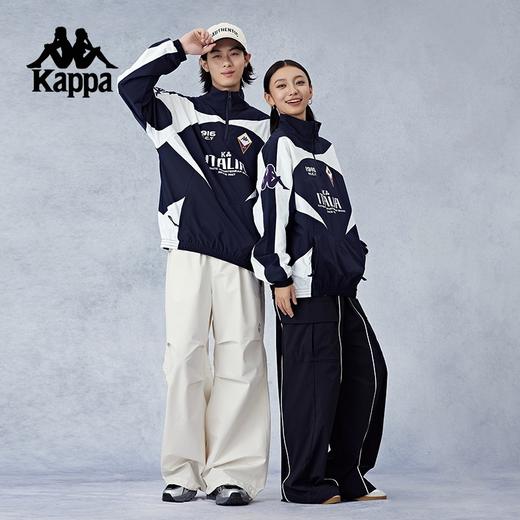 Kappa卡帕背靠背防泼水外套女梭织半拉链夹克复古球衣运动上衣男KPCGCJJ50 商品图3