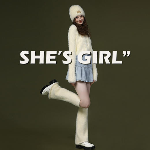 秋冬季新款加绒保暖毛线针织袜女阔腿喇叭袜套防风防寒小腿袜中筒防寒袜子 商品图3