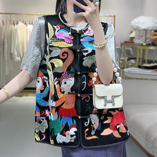 KDS-2536盘扣上衣醋酸马甲高端女装秋季新款中国风中式复古无袖背心马夹 商品图2