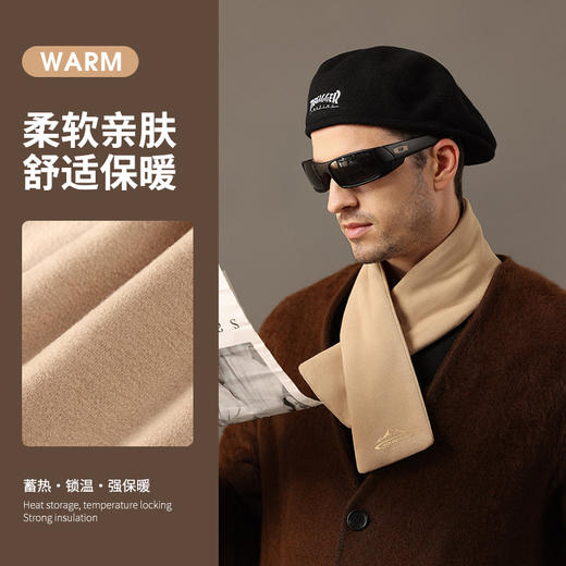 冬季新款复古德绒围巾男士冬天户外加绒围脖发热保暖防风防寒围脖围巾 商品图0