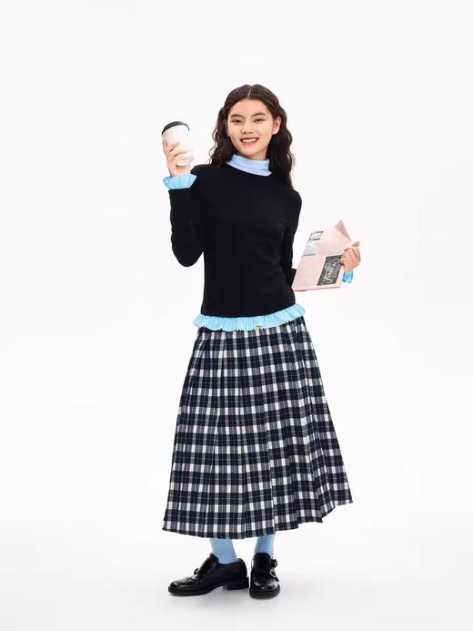 heris/H43124/学院格纹拼接两穿百褶裙 商品图2