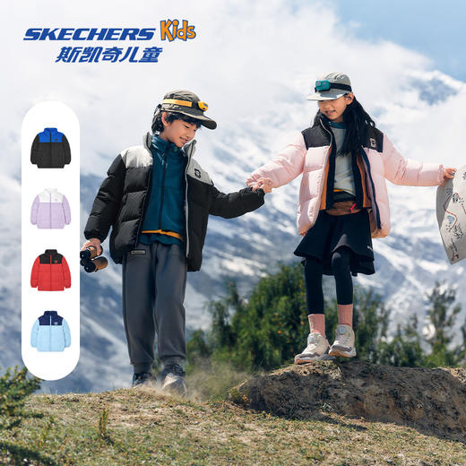 Skechers斯凯奇小暖宝三防科技儿童羽绒服秋冬季新款梭织短款外套L424K062 商品图5