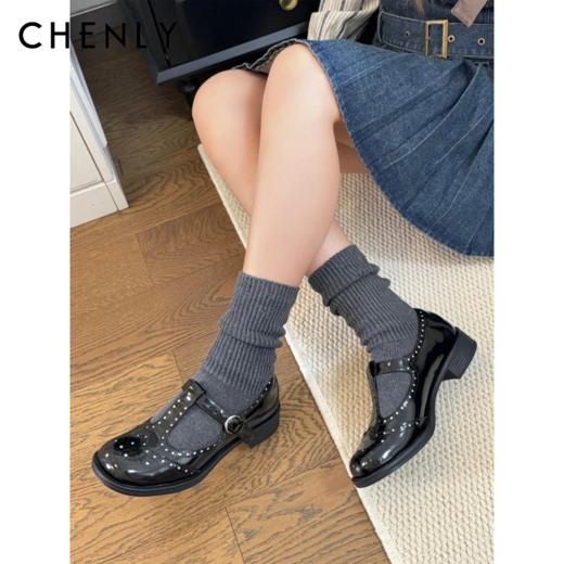 尘衣｜VIP专享布洛克雕花镂空玛丽珍小皮鞋 商品图0