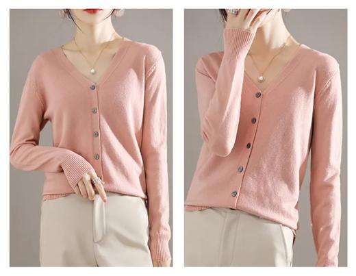 👊👊【安梨口袋升级款V领软糯针织开衫2.0】☑️「H”型阔版小口V领开衫」微落肩设计，🐻随便拍都出片 商品图6