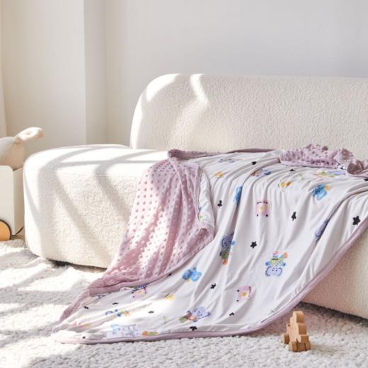 🍒【A类母婴级别】莫媞娜AB超软多功能儿童针织盖毯：🌿 生态针织棉面料；软软糯糯，甄选轻柔舒适的针织棉面料 商品图1