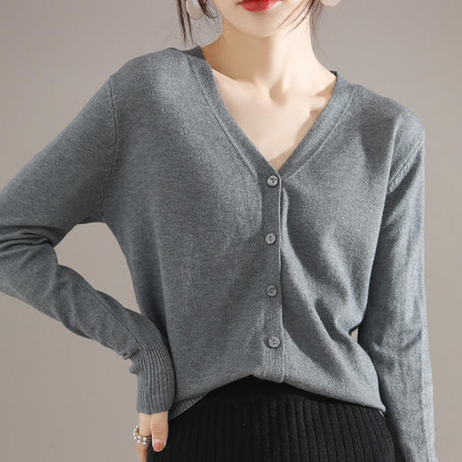 👊👊【安梨口袋升级款V领软糯针织开衫2.0】☑️「H”型阔版小口V领开衫」微落肩设计，🐻随便拍都出片 商品图5