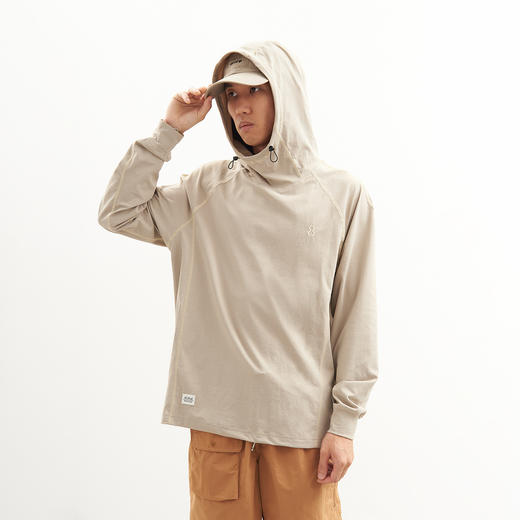 吃茶去chichaqu2024速干吸湿排汗棉感防晒明线插肩连帽T恤运动 商品图0