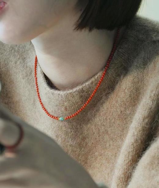 纯手工红色旺中女“中国红南红串绿松石项链手链 商品图8