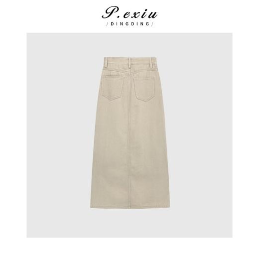 04-3潘依绣丁丁宠粉PanYiXiu/潘依绣100%棉简约设计前开叉牛仔半身裙 D6151 商品图2