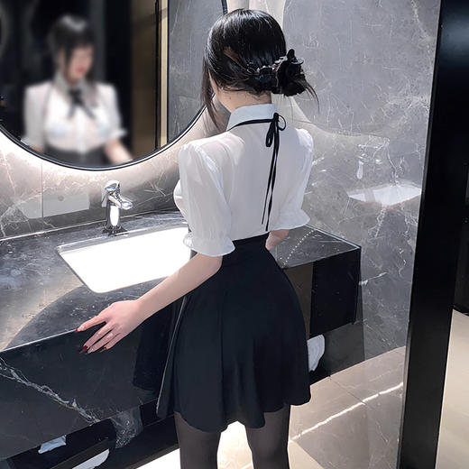 霏慕 前胸抽褶透身学院风套装6493御姐风秘书性感纯欲新款ol教师cos学院风透明JK制服夜店套装  均码 商品图4