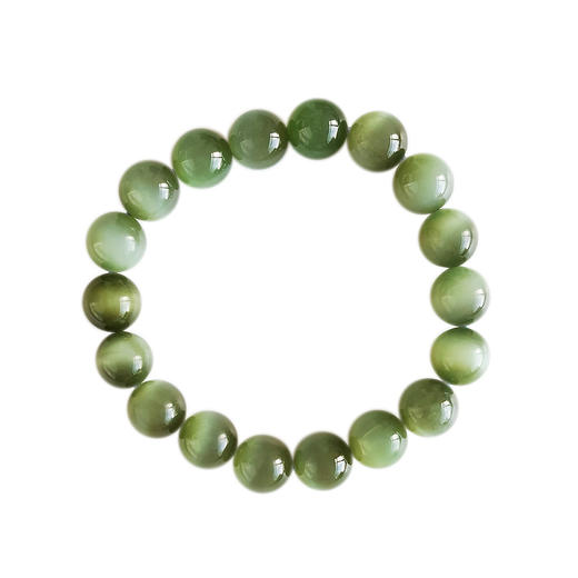 【天然正品】天然收藏级约9.5MM无杂无黑点和田玉猫眼碧玉圆珠手串280824NJM09+ 现售价：4880 商品图0