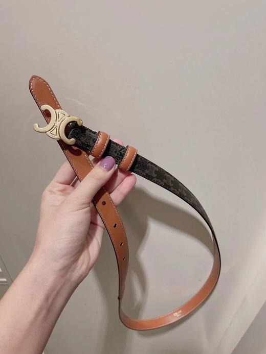 赛琳TRIOMPHE 小号标志印花和牛皮革腰带1.8cm|yh（HH） 商品图1