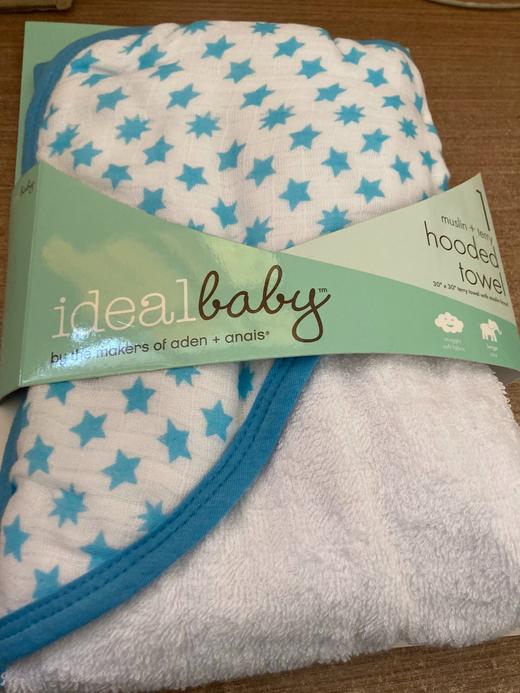 新手妈妈爱用好物 特价清仓 ideal baby连帽浴巾包巾-蓝色之星原装正品 商品图2
