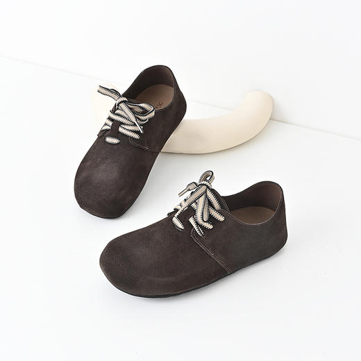 经典鲨2024年秋新款百搭圆头系带平底舒适通勤休闲鞋单鞋女KW161-D37161 商品图2