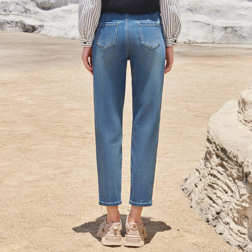 半身缘女裤 秋季新品半松紧锥形牛仔裤舒服时髦253102U10102534 商品图4