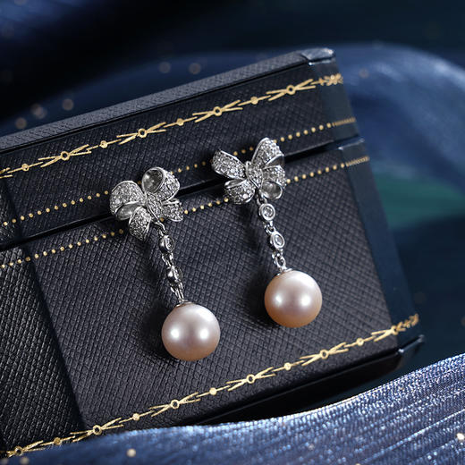 子佩集S925银珍珠耳钉【XXEH085】纯银珍珠蝴蝶结2409 商品图1