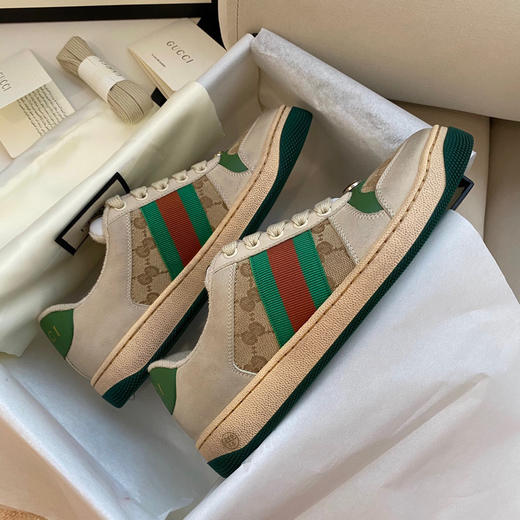 GUCCI古驰 Screener 帆布 GG珐琅 脏脏鞋 时尚板鞋 男女同款（HC） 商品图9