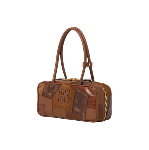 MIU MIU缪缪 Arcadie系列 徽标刺绣几何图案 牛皮革和羊皮革 保龄球包斜挎手提单肩包 女款 干异色（HH） 商品图0