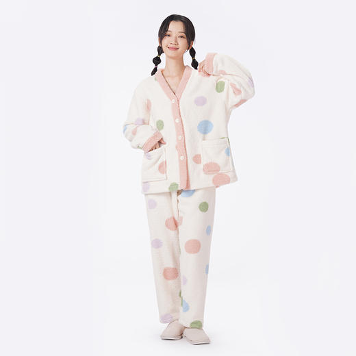 都市丽人睡衣舒适外出长袖家居服米粒绒厚女士米粒绒套装LHT1T9 商品图2