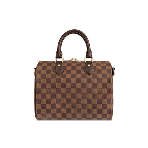 驴家｜Speedy 25 棋盘格肩带款 牛皮拼帆布 枕头包单肩斜挎手提包 女款 棕褐色（HH） 商品图3