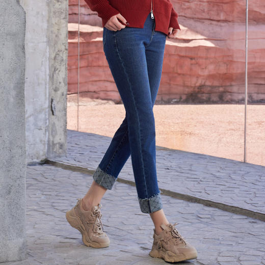 半身缘女裤 秋季新品九分牛仔裤高档简洁百搭舒适243102U30102532 商品图2