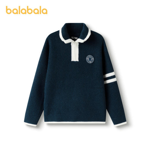 巴拉巴拉童装新款毛衣秋冬男童女童宝宝大童打底立领条纹时尚 商品图4