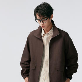 棉仓356811004-宽松棉锦肌理立领分割夹克