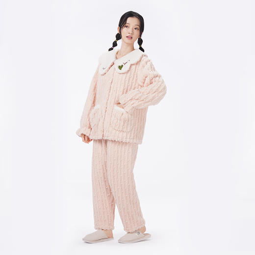 都市丽人睡衣生活家居长袖家居服长毛绒提花厚女士长毛绒套装LHT1Q3 商品图2