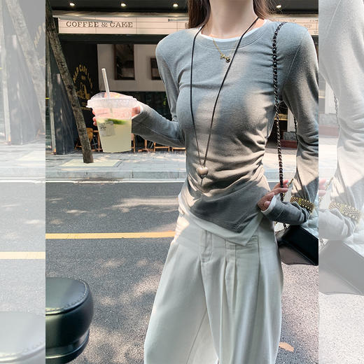 <曾小咸推荐>2色假两件打底衫 商品图1