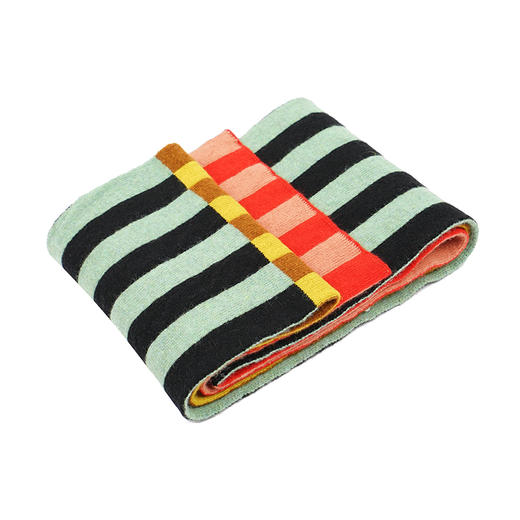 JO GORDON Vertical Stripe Scarf 羊羔毛条纹拼色围巾 商品图0