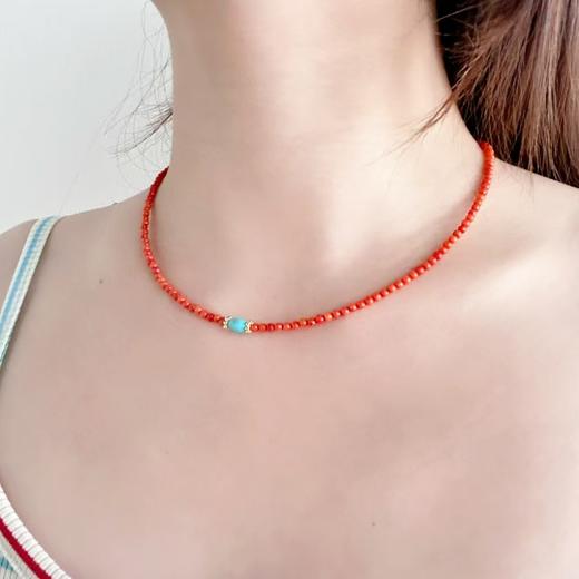 纯手工红色旺中女“中国红南红串绿松石项链手链 商品图10