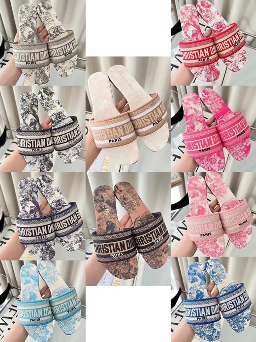 迪家|Dway平底*刺绣拖鞋同步官网多色可选拍下联系客服备注款式|HD 商品图0